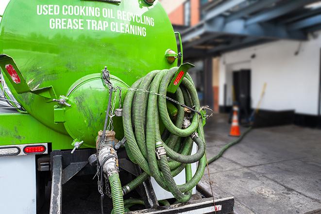 grease trap pumping truck servicing a restaurant in Alamo, CA